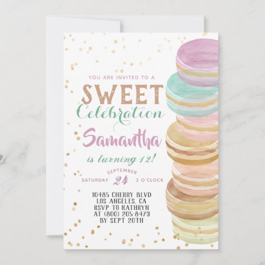 マカロン スイート セレブレーション バースデー 招待状 (正面)