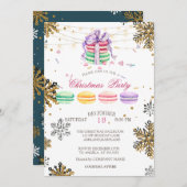 マカロン，ストリングライトスノーフレーククリスマスカンパニー 招待状 (正面/裏面)