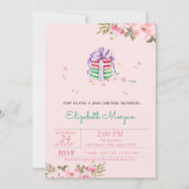 マカロン、フランスのフローラベビーシャワー 招待状 (正面)