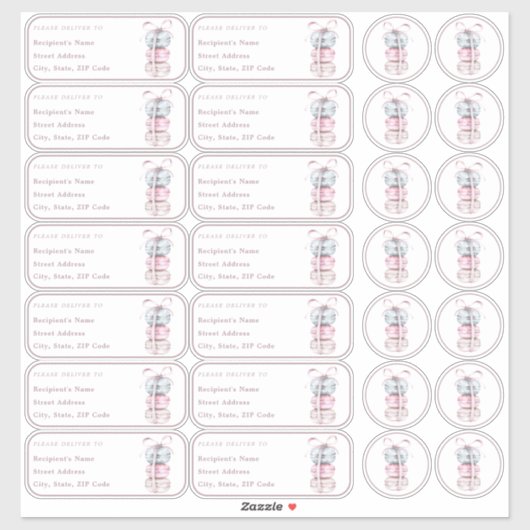 マカロン 個別 名前 住所 + 封筒 シール (シート)
