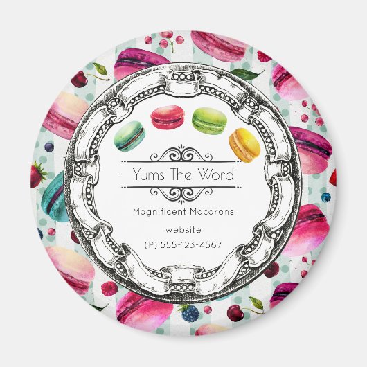 マカロン |水フランスの色のペストリー マグネット (正面)