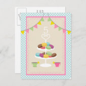 マカロン+紅茶パーティーはがき招待状 インビテーションポストカード (正面/裏面)