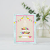 マカロン+紅茶パーティーはがき招待状 インビテーションポストカード (スタンド正面)