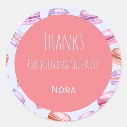 マカロ感謝していンキッズパーティーの好意ステッカー ラウンドシール (正面)