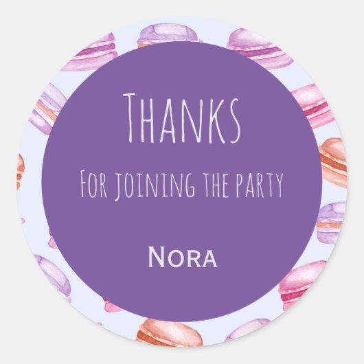 マカロ感謝していンキッズパーティーの好意ステッカー ラウンドシール (正面)