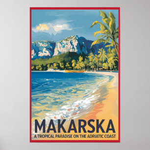 マカールスカ クロアチア 旅行 アート ヴィンテージ ポスター