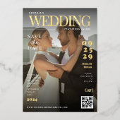 マガおもしろいジンカバー暗いユニーク写真結婚の 箔招待状 (正面)