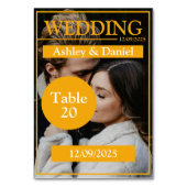 マガエレガントジンカバーモダンイエロ結婚写真 テーブルナンバー (正面)