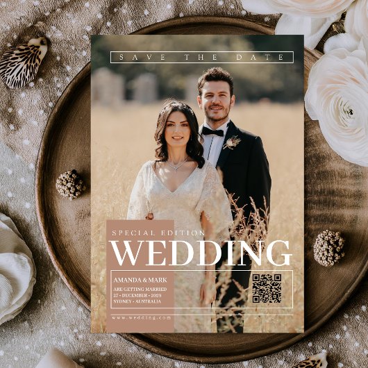 マガエレガントユニークジンの表紙の日付を保存 招待状