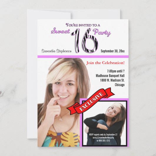 マガジカスタムンスタイルスイート16パーティー招待状 招待状 (正面)