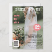 マガジパーソナライズされたンカバー写真ブライダルシャワー 招待状 (正面)