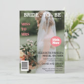 マガジパーソナライズされたンカバー写真ブライダルシャワー 招待状 (スタンド正面)