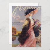 マガジフランスのンFemina 1909カバー空白の招待状 招待状 (正面/裏面)