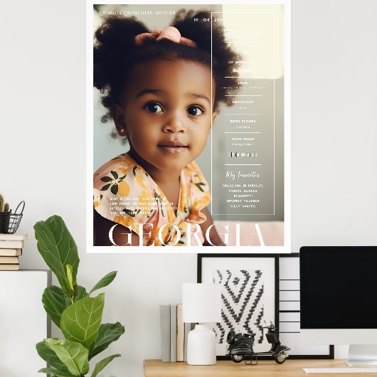 マガジモダンミニマルンの表紙 |任意の年誕生日 ポスター (ホームオフィス)