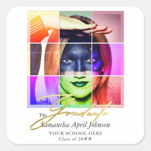 マガジンアポップ・アートのートレトロモダン卒業写真 スクエアシール (正面)