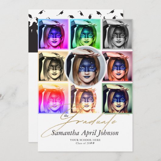 マガジンアーポップ・アートのトレトロディプティチ卒業写真 招待状 (正面/裏面)