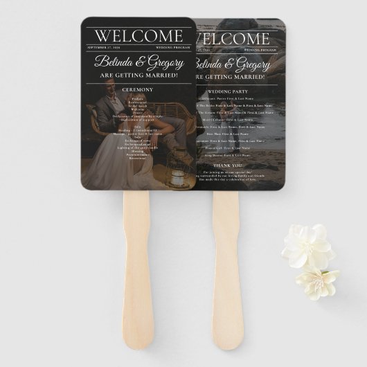 マガジンエディトリアル新聞写真結婚式 プログラム ハンドファン (正面&裏面)