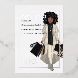 マガジンカバーショッピングガールバースデーパーティー 箔招待状