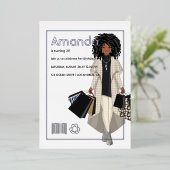 マガジンカバーショッピングガールバースデーパーティー 箔招待状 (立ち正面)