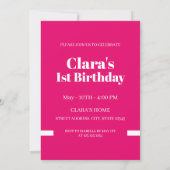 マガジンカバースタイルピンクフォトガール1st誕生日 招待状 (裏面)