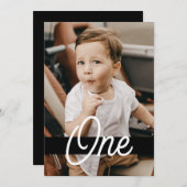 マガジンカバースタイルブラックフォトボーイ誕生日 招待状 (正面/裏面)