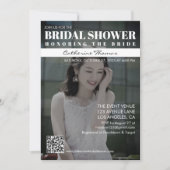 マガジンカバートレンディーダークフォトブライダルシャワー 招待状 (正面)