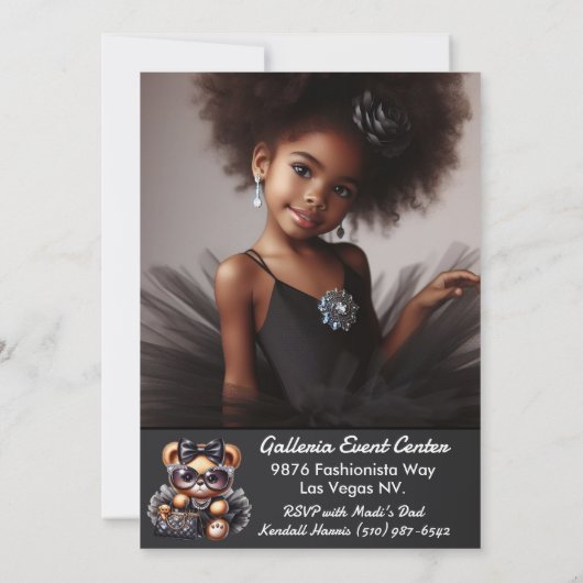 マガジンカバーファッションテディベア誕生日 招待状 (裏面)