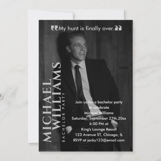 マガジンカバー写真ミニマルバチュラーパーティ 招待状 (正面)