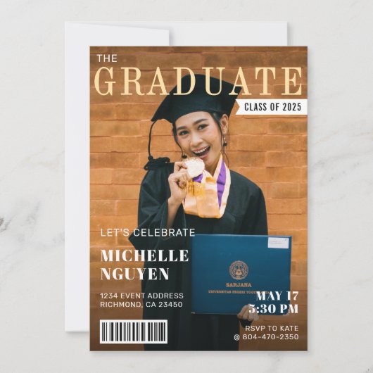 マガジンカバー写真卒業パーティー 招待状 (正面)