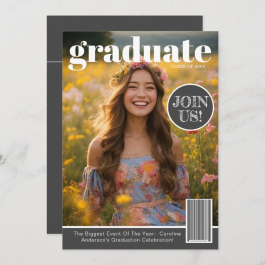 マガジンカバー写真大学院パーティの招待状 招待状 (正面/裏面)