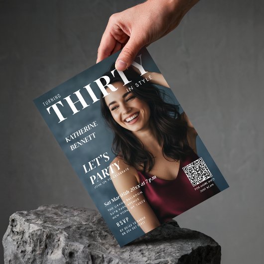 マガジンカバー写真 30歳誕生日パーティーQRコード 招待状