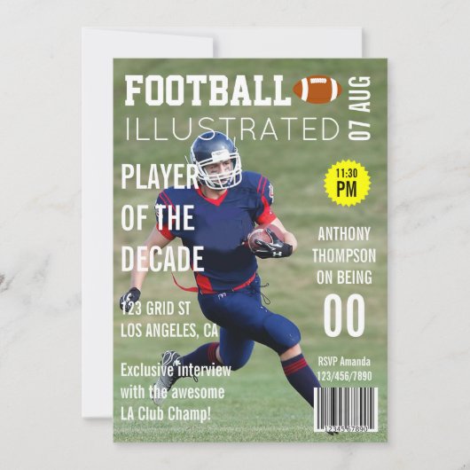 マガジンカバー有名人サッカーの誕生日パーティー 招待状 (正面)