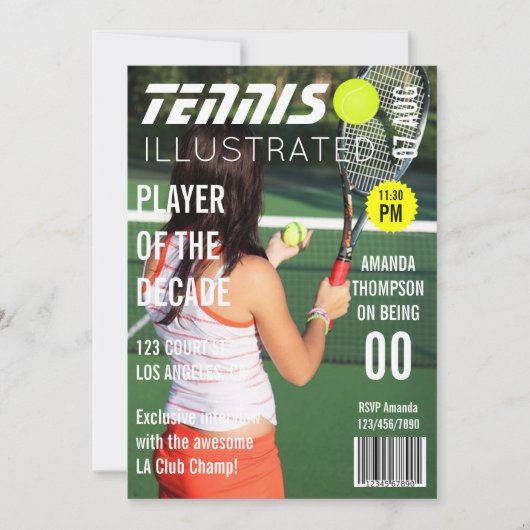 マガジンカバー有名人テニス誕生日パーティー 招待状 (正面)