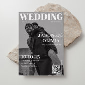マガジンカバー白黒ユニーク写真結婚ズ 招待状