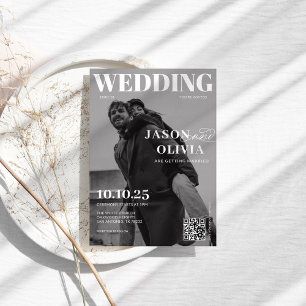 マガジンカバー白黒ユニーク写真結婚ズ 招待状