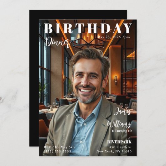 マガジンカバー誕生日ディナー 招待状 (正面/裏面)