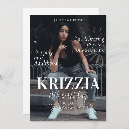 マガジンカバー誕生日招待状カード 招待状 (正面/裏面)