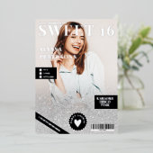 マガジンカバー2フォトシルバーグリッタースウィート16 箔招待状 (立ち正面)