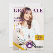 マガジンカバー2枚の写真パープルトレンディー卒業 案内状 (正面)