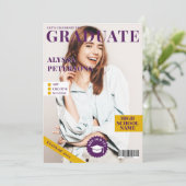 マガジンカバー2枚の写真パープルトレンディー卒業 案内状 (スタンド正面)