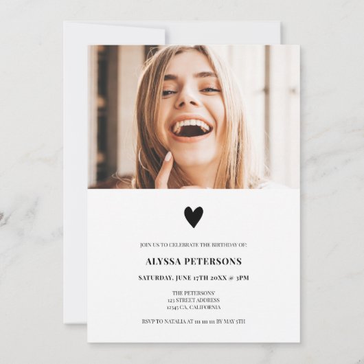 マガジンカバー2枚の写真ピンクのトレンディーSweet 16 招待状 (裏面)