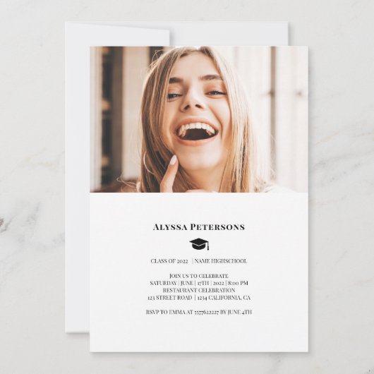 マガジンカバー2枚の写真ブラックトレンディー卒業 案内状 (裏面)