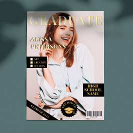 マガジンカバー2枚の写真黒の卒業金ゴールド 箔招待状