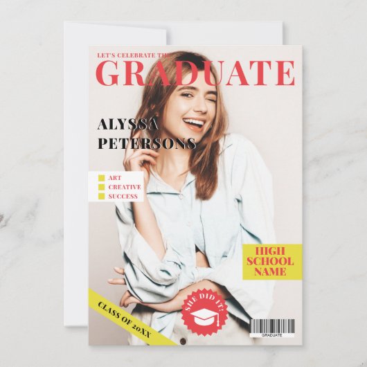 マガジンカバー4枚カッコいいトレンディー卒業 案内状 (正面)