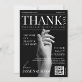 マガジンブラックダークモード新聞写真結婚ズ サンキューカード (正面)