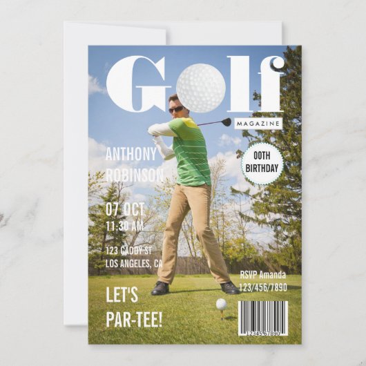 マガジン有名人ゴルフ誕生日パーティーフォト 招待状 (正面)