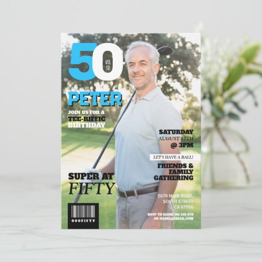 マガジン50メンズゴルフ50ゴルファー誕生日 招待状 (スタンド正面)