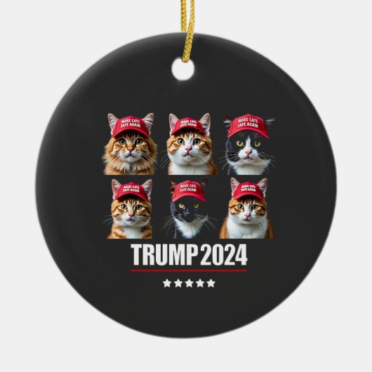 マガトランプの選挙で猫を安全にする セラミックオーナメント (正面)