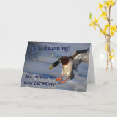 マガモのアヒルの挨拶のバースデー・カード カード (黄色い花)