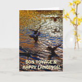 マガモは着陸の旅行者の写真の挨拶状を引込めます カード (黄色い花)